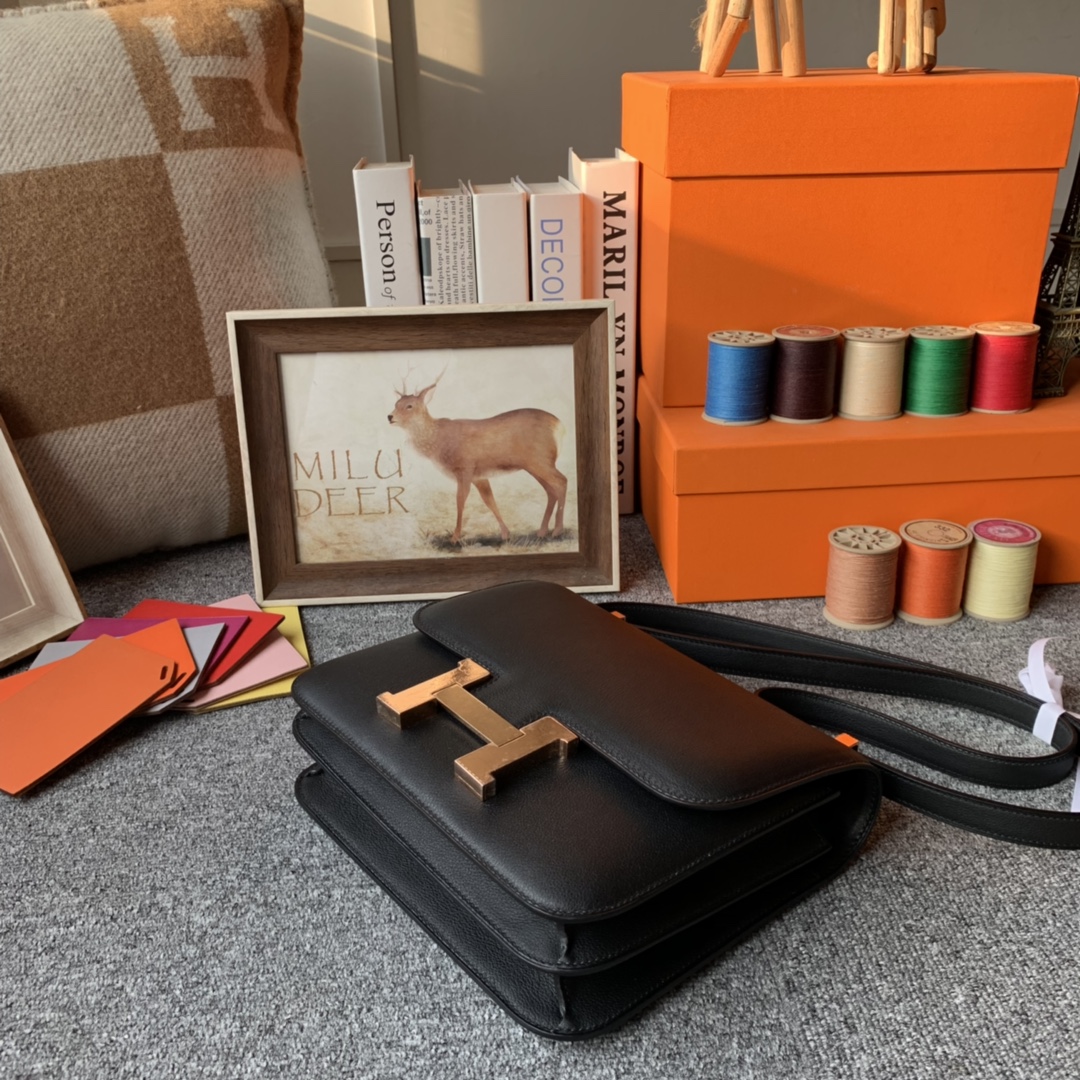 에르메스 콘스탄스24 블랙 로즈골드 버클 앱송